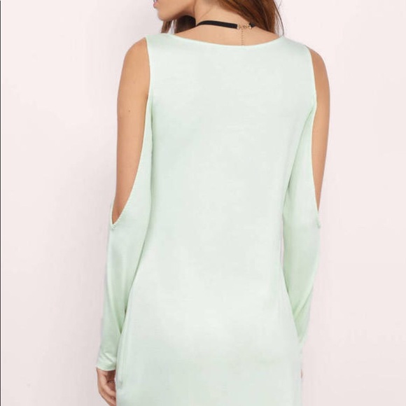 NWOT light green mint V-neck mini dress. large - Picture 3 of 7